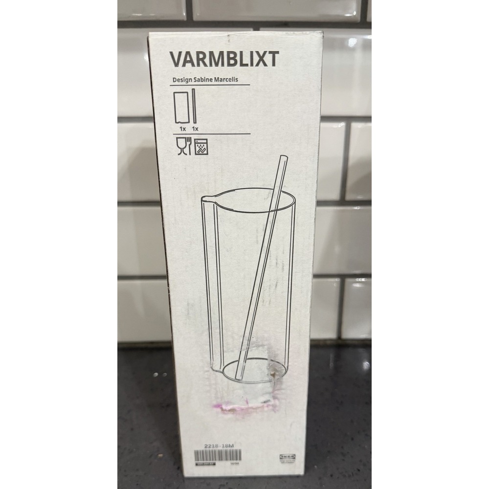 NEW Ikea VARMBLIXT‎ Cocktail Pitcher Stirrer Clear Glass Hand Made